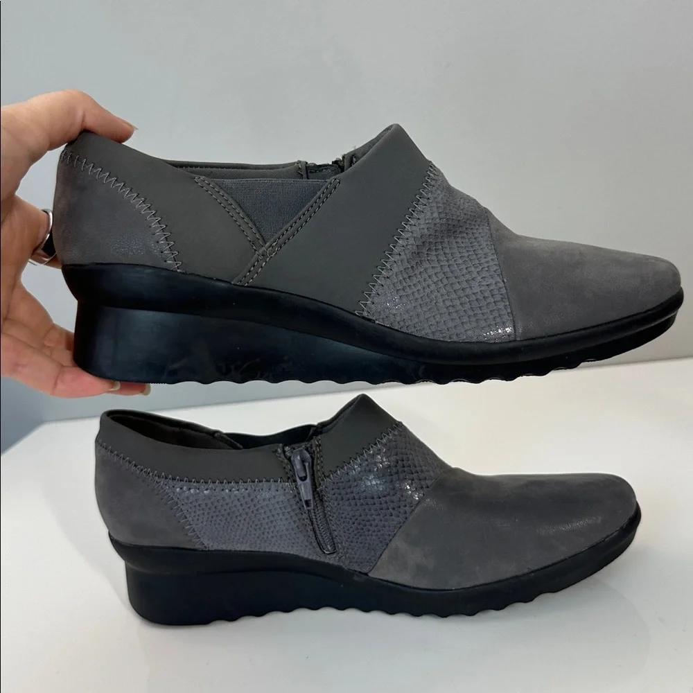 Cloudsteppers by Clarks Caddell Denali Gray SlipOn Wedge Size 8.5